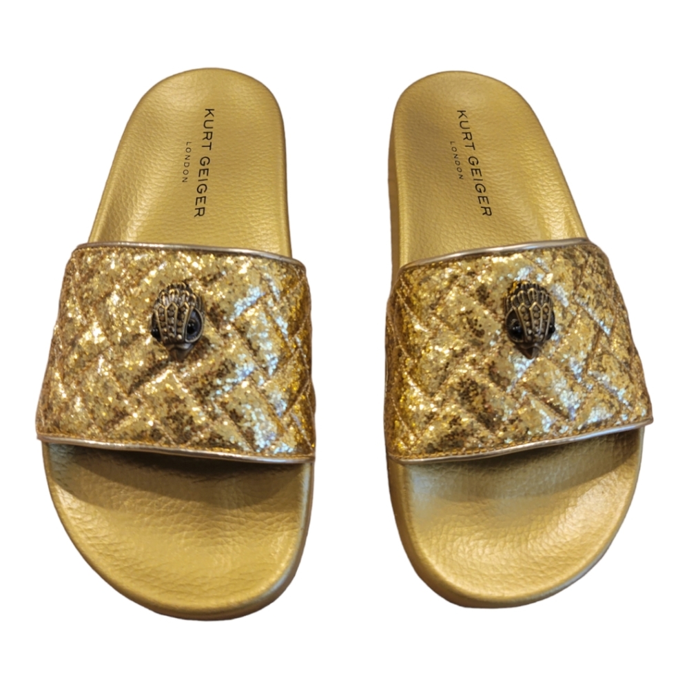 Kurt Geiger Gold Meena Slide Women's 7 (Euro 37)